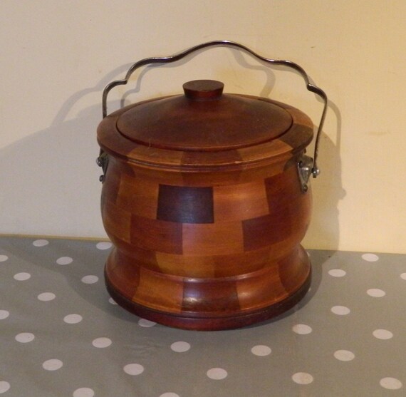 wooden ice bucket with lid