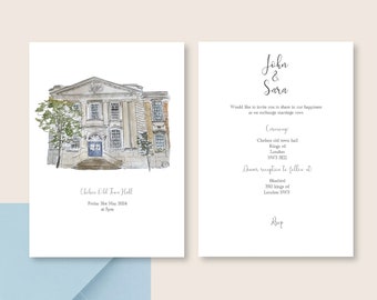 Chelsea Town hall wedding invitation