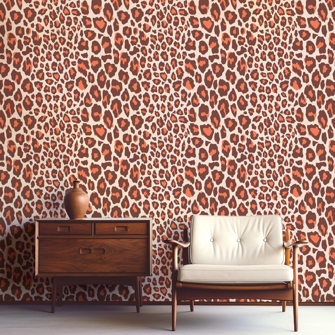 Chic Leopard Wallpaper Maximalist Vertical Striped Animal Print - Brown ...