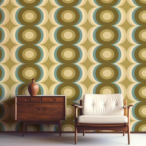 Retro Ovals Tapet: Mid-Century Modern, Avtagbar