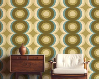 Retro Ovals Wallpaper | Mid-Century Modern Peel and Stick