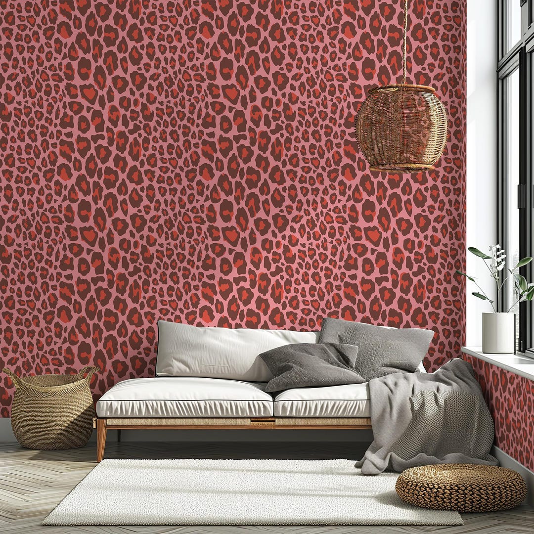 Chic Leopard Wallpaper Maximalist Vertical Striped Animal Print - Brown ...