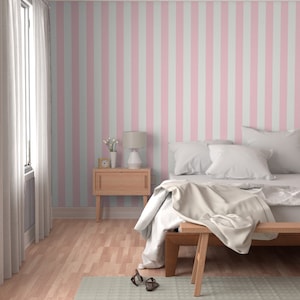 Carta da parati a righe verticali rosa e bianche, Grandmillenial, Coquette, carta da parati rimovibile Peel Stick, carta da parati per bambini, arredamento per la camera delle bambine