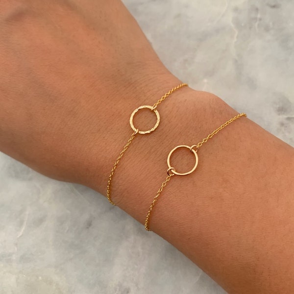 Dainty Gold Filled Circle Bracelet, Sterling Silver Bracelet, Karma Bracelet, Friendship Jewelry, Eternity Bracelet, Layering Bracelet