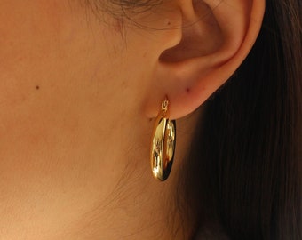 Gold Hoop Earrings, Dome Hoop Earrings, Chunky Hoops, 18k Gold Vermeil Hoop Earrings, Big Hoop Earrings, Minimalist Earrings, Gift for Her