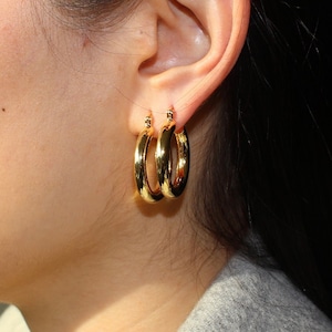 Thick Hoop Earrings, Large Hoop Earrings, Chunky Hoop Earrings, 18k Gold Vermeil Hoop Earrings, Big Hoop Earrings, Statement Earrings