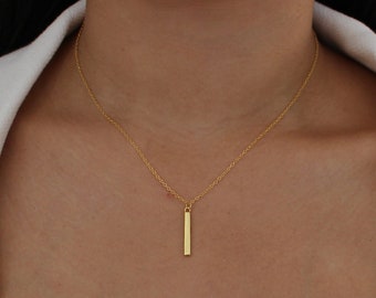 Gold Bar Necklace, Vertical Bar Necklace, Dainty Gold Minimalist Necklace, Long Bar Necklace,Layered Necklace, Drop Necklace, Gift for Her