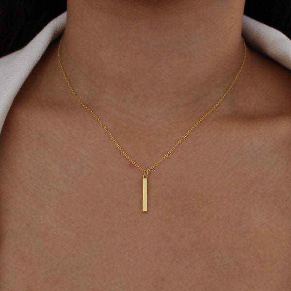 Gold Bar Necklace, Vertical Bar Necklace, Dainty Gold Minimalist Necklace, Long Bar Necklace,Layered Necklace, Drop Necklace, Gift for Her