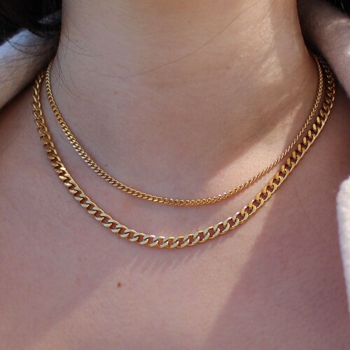 Thick Gold Chain Necklace 3mm 5mm Chain 