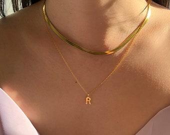 Gold letter necklace, Gold Initial necklace, Dainty letter initial necklace, Bridesmaid gift, Personalized jewelry, Custom gold necklace