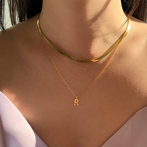 Gold letter necklace, Gold Initial necklace, Dainty letter initial necklace, Bridesmaid gift, Personalized jewelry, Custom gold necklace