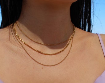 Gold Necklace Set, Gold Layered Necklaces, Multi Strand Necklaces, Necklace Set, Dainty Gold Choker necklace, Layering Necklace Choker Set