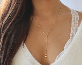 Gold Long Lariat Necklace, Y Necklace, Wedding Necklace, Gold Necklace Set, Cubic Zirconia Necklace, Bridesmaid Gift, Layering Necklace Set