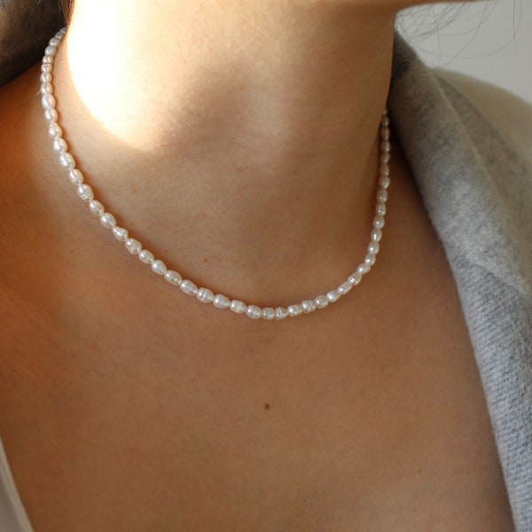Pearl Necklace, Freshwater Real Pearl Necklace, Vintage pearl Necklace, Pearl Strand Necklace, Pearl Necklace Men, Pearl Choker Necklace