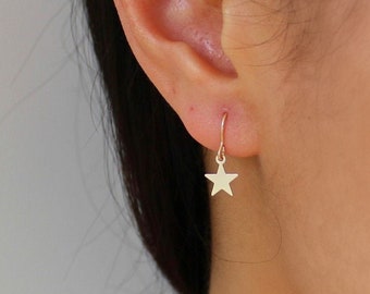 14kt Gold Filled Star Earrings, Dainty Earrings, Sterling Silver Star Earrings, Delicate Earrings, Dangle Star Earrings, Stud Earrings