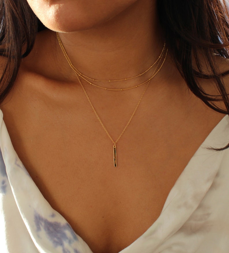 Dainty Gold Choker Necklace, Double Layered Choker, Minimalist Jewelry, Satellite Chain Choker, Bridesmaid Gift, Dainty Gold Filled Choker image 3