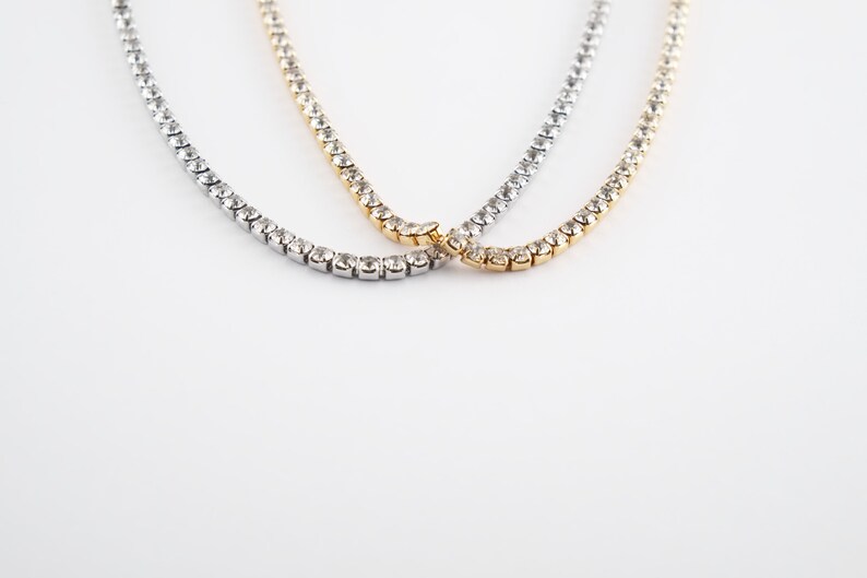 Dainty Rhinestone Choker Diamond Choker Crystal Choker Necklace Bridesmaid Gift Dainty Necklace Dainty Choker Gold Choker image 3