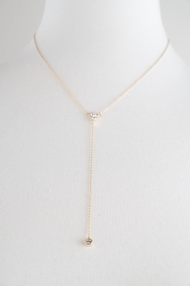 Gold Necklace Set Gold Lariat Necklace Dainty Choker Cubic Etsy