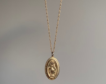 Virgin Mary Necklace, Miraculous Pendant Necklace, Mary Necklace, Gold  Filled Necklace, Gift for Her, Medallion Necklace, Religious Necklace