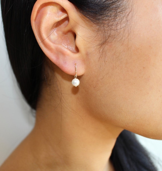 Minimalist Pearl Earrings Simple Pearl Earrings Pearl Drop - Etsy