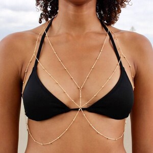 Gold Bra Chain, Silver Body Chain, Gold Layered Body Chain, Gold Belly Chain, Gold Chain Bra, Bra Cage, Gold or Silver Body Chain Jewelry image 2