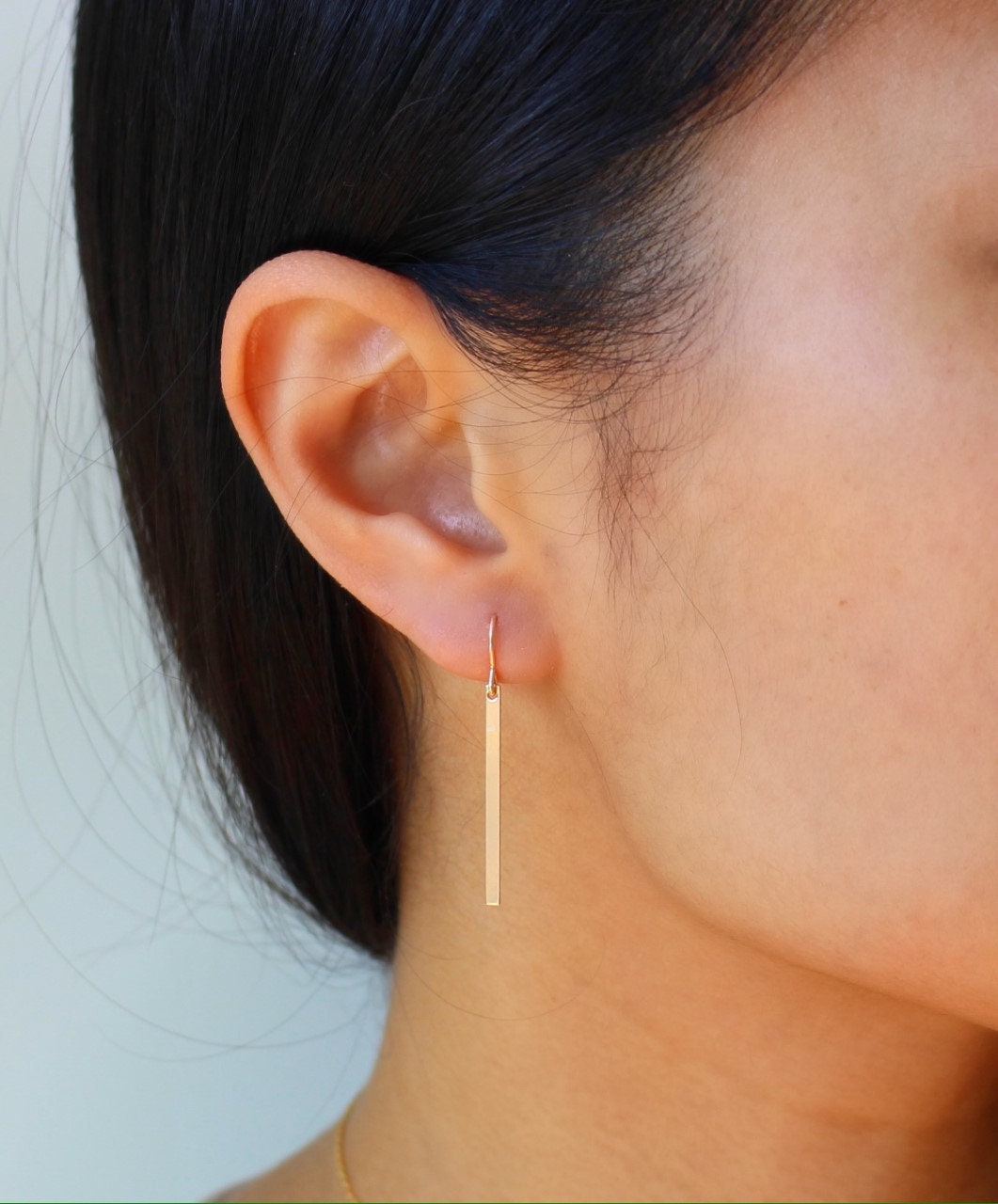 Long Gold Bar Earrings