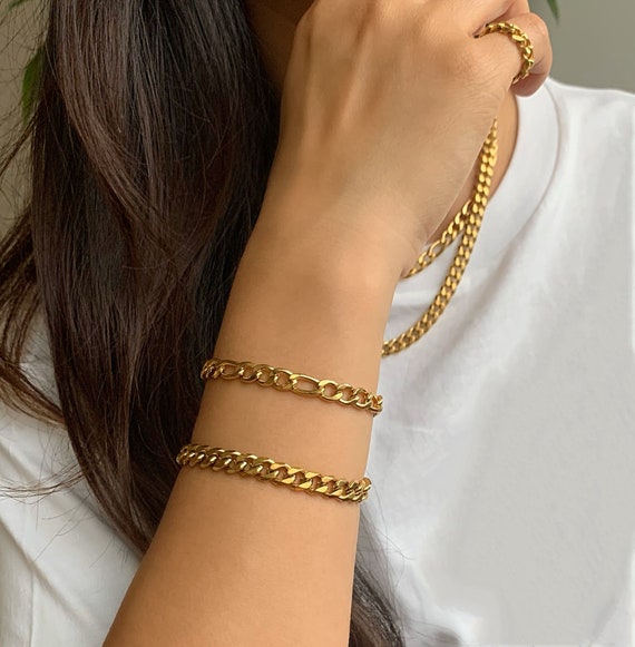 Chunky S-hook Link Bracelet in 14k Yellow Gold - Etsy