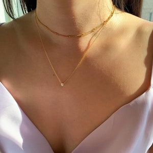 Dainty Gold Choker Necklace, Double Layered Choker, Minimalist Jewelry, Satellite Chain Choker, Bridesmaid Gift, Dainty Gold Filled Choker image 2