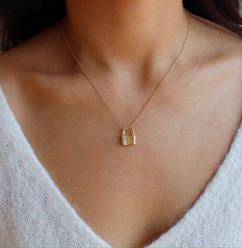 Dainty Gold Lock Necklace Padlock Necklace Gold Layering Etsy