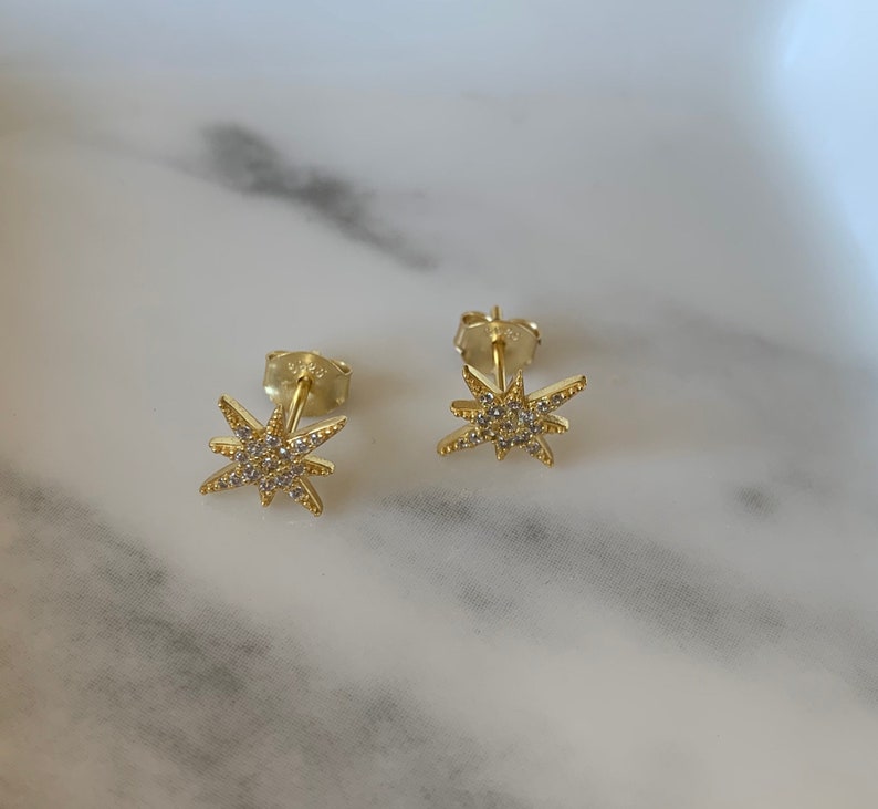 Bridesmaid Gift Starburst earrings Earrings Star Earrings Dainty Earrings Starburst stud earrings Gold dainty earrings Gift for her