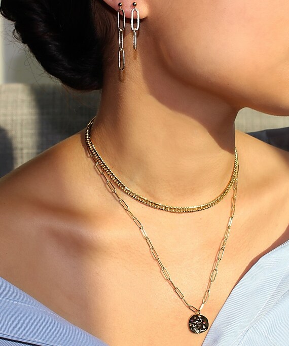 Paperclip chain sale earrings