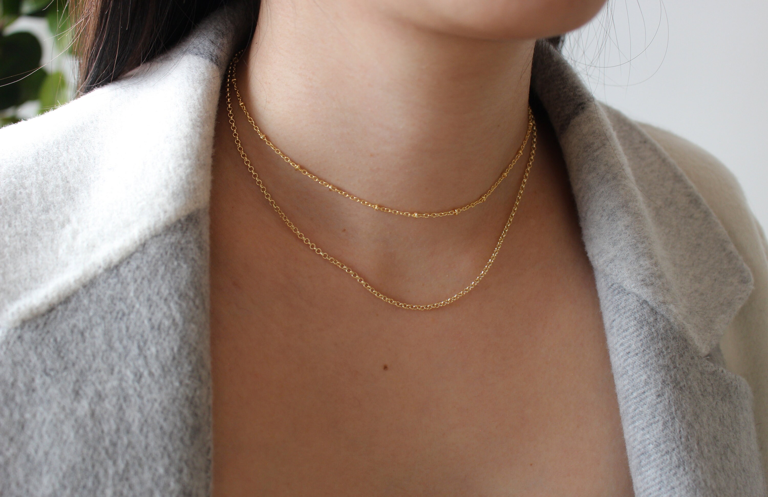 Dainty Gold Chain Necklace Rolo Chain 