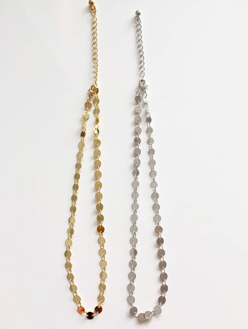 Dainty Gold Choker Dainty Layered Choker Gold Disc Choker Gold Coin Choker Gift Idea Birthday Idea Beaded Choker