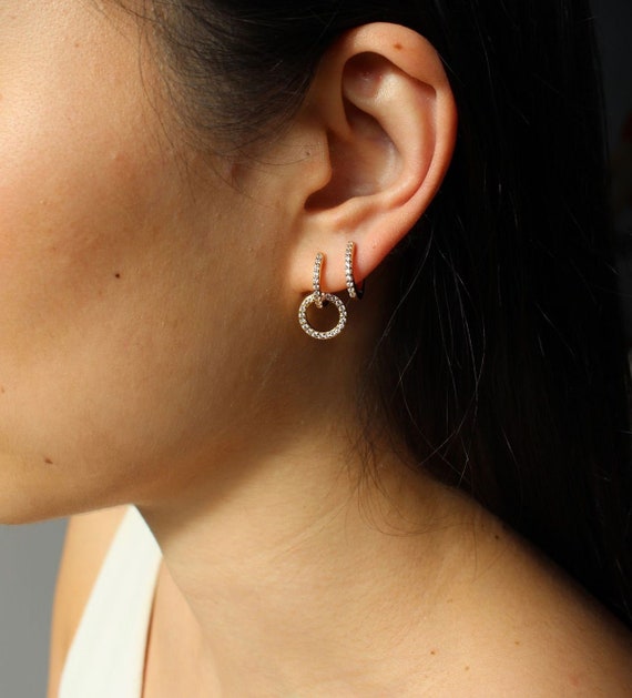 Hoop earrings with circle charm deals