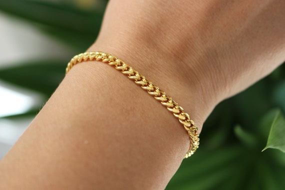 Gold Chain Bracelet Thick Chain Bracelet 3mm 5mm Chain 