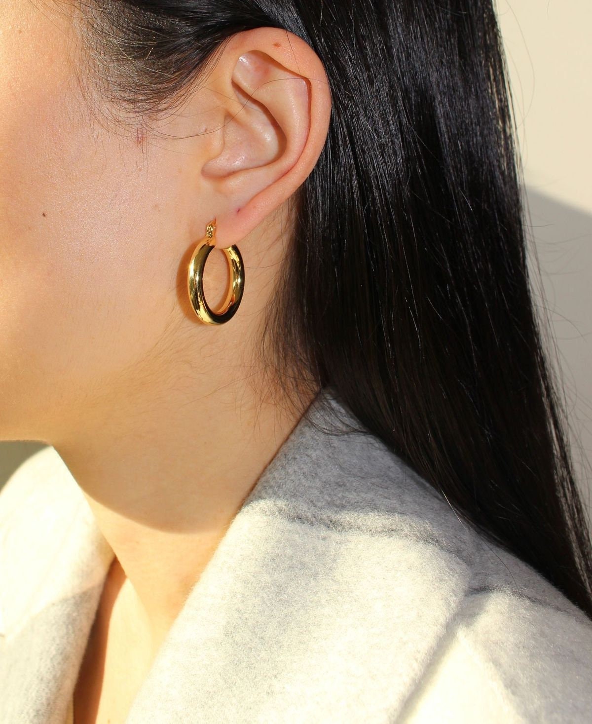 Gold Hoop Earrings Medium Hoop Earrings 