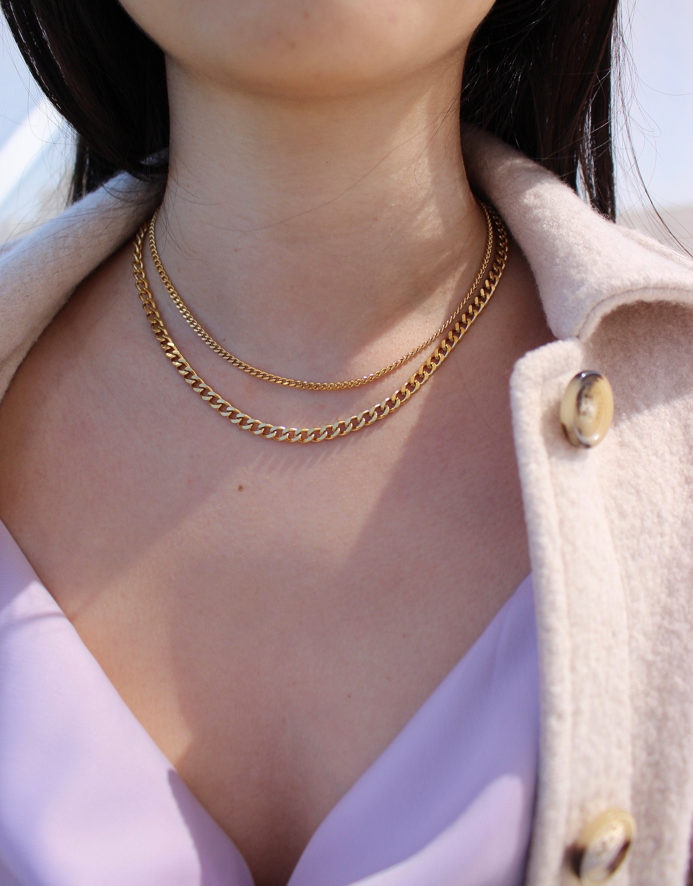 Gold Chain Choker Women, Thick Heavy Solid 316L Stainless Steel Gold Chain  Necklace, Miami Cuban Link Chain Choker, Gold Chunky Chain Collar 