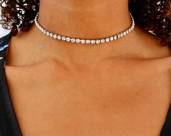 Zierliche Strass Choker - Diamant Choker - Kristall Choker Halskette - Brautjungfer Geschenk - Zierliche Halskette - Zierlicher Choker - Gold Choker