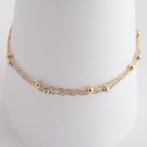 Satellite Chain Anklet / Dainty Gold Anklet / Silver Anklet / Gift For Her / Birthday Idea / Gold Silver Bead Anklet / Gold Chain Anklet image 2