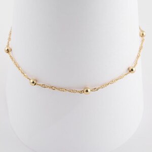 Satellite Chain Anklet / Dainty Gold Anklet / Silver Anklet / Gift For Her / Birthday Idea / Gold Silver Bead Anklet / Gold Chain Anklet image 4