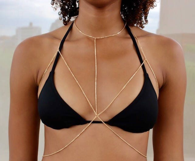 Stainless Steel or Gold Filled High Neck Choker Chain Bra Body Chain in Gold  or Silver, Handmade, Non-tarnish -  Canada