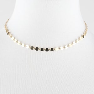 Dainty Gold Choker / Dainty Layered Choker / Gold Disc Choker / Gold Coin Choker / Gift Idea / Birthday Idea / Beaded Choker image 2