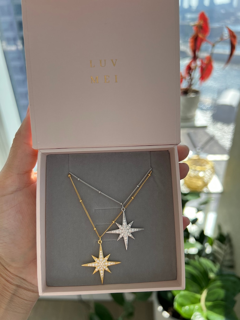 North Star Necklace, Polaris Necklace, Starburst Necklace, Sterling Silver Star Necklace, Gift Ideas For Her, Bridesmaid Gift, Star Necklace image 3