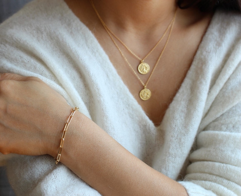Gold Vermeil Paperclip Bracelet Gold Stacking Bracelet Etsy