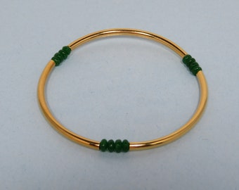 Emerald Bracelet, Emerald Bangle Bracelet, Natural Emerald Bracelet, Genuine Emerald Gemstone Bracelet, Birthstone Bracelet