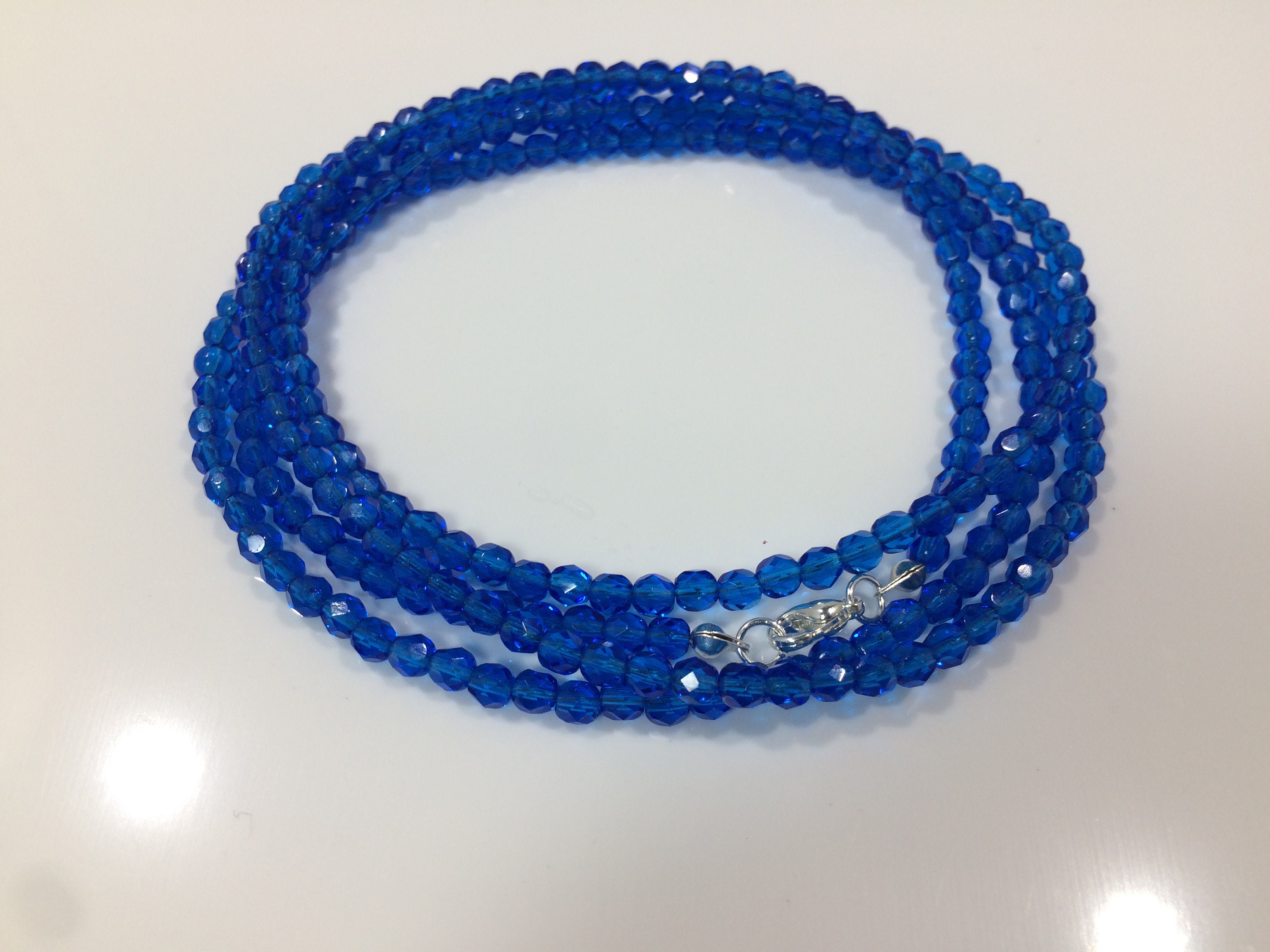 Sapphire Necklace, Two Strand Natural Sapphire Necklace, Genuine