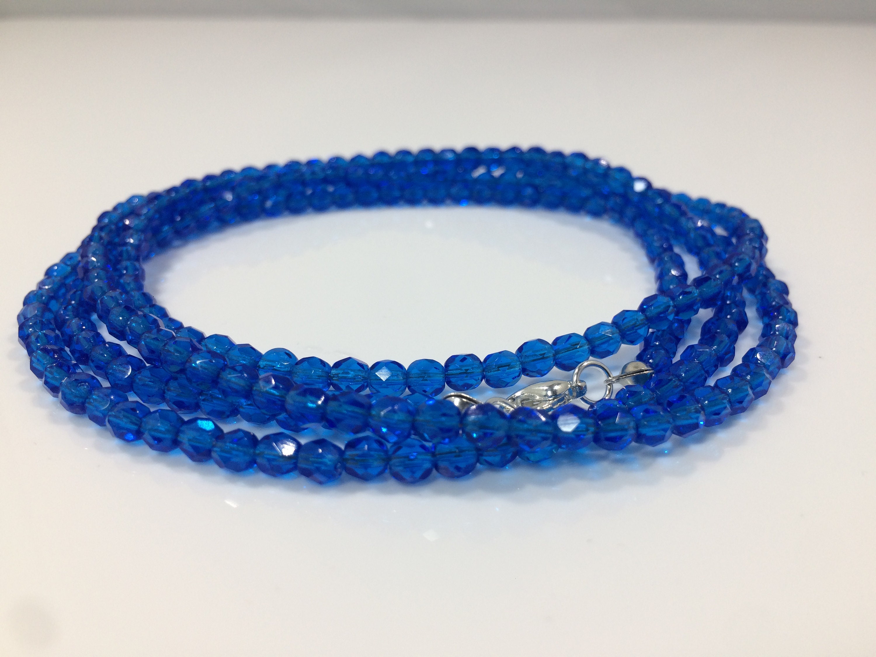 Sapphire Necklace, Two Strand Natural Sapphire Necklace, Genuine