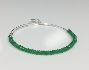 Emerald Bracelet, Emerald Bangle Bracelet, Natural Emerald Bracelet, Genuine Emerald Gemstone Bracelet, Birthstone Bracelet