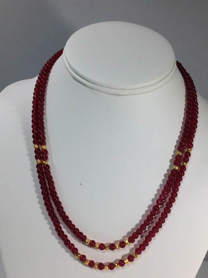 Birthstone Necklace Ruby Necklace BESTSELLER SALE 30/% Ruby Necklace Natural Ruby Necklace Two strand Genuine Ruby Gemstone Necklace