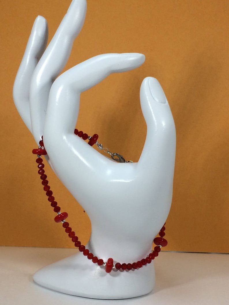 CLEARANCE SALE 30/% Coral and Red Quartz Bracelet Birthstone Quartz Bracelet Birthstone Bracelet Coral Bracelet gemstone Bracelet